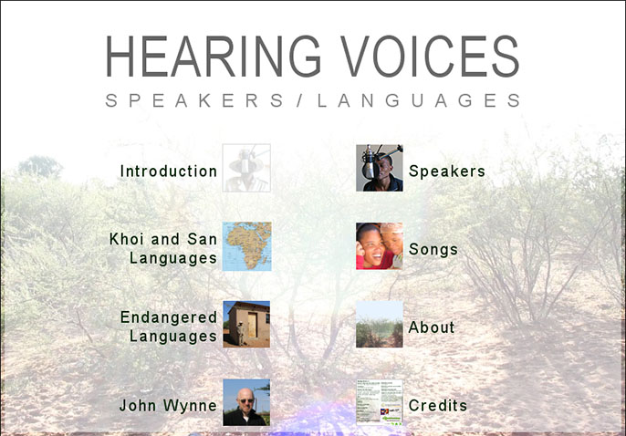 Hearing Voices app home page